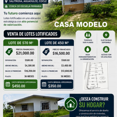 Lote - Casa - Venta - Provincia de Coclé - Aguadulce
